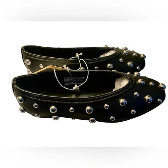 A New Day Black and Silver Studded Ballet Slip-On Sammie Flats - Picture 4 of 8
